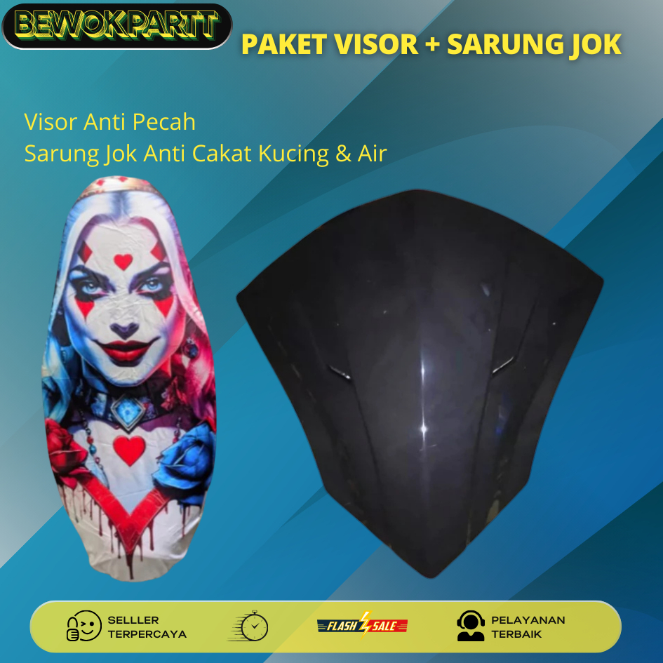 Promo Visor Motor Beat Fi Esp Tahun 2014 - 2016 Free Cover Sarung Jok Motor Waterproof Anti Cakar Ku