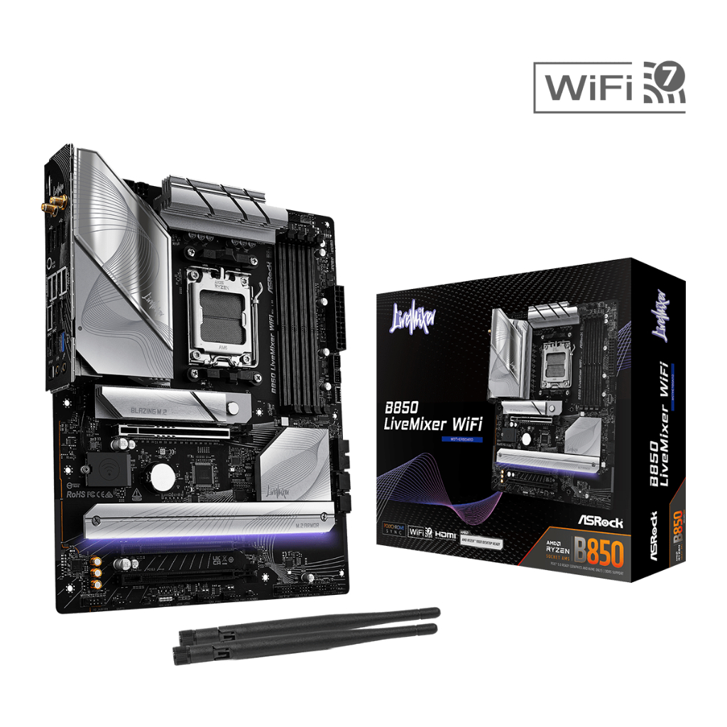 Motherboard ASROCK B850 LiveMixer WiFi (AM5, B850, DDR5, USB3.2, SATA3)