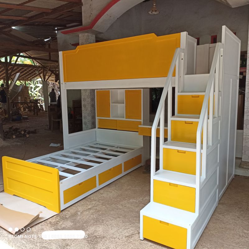 tempat tidur anak tingkat lemari