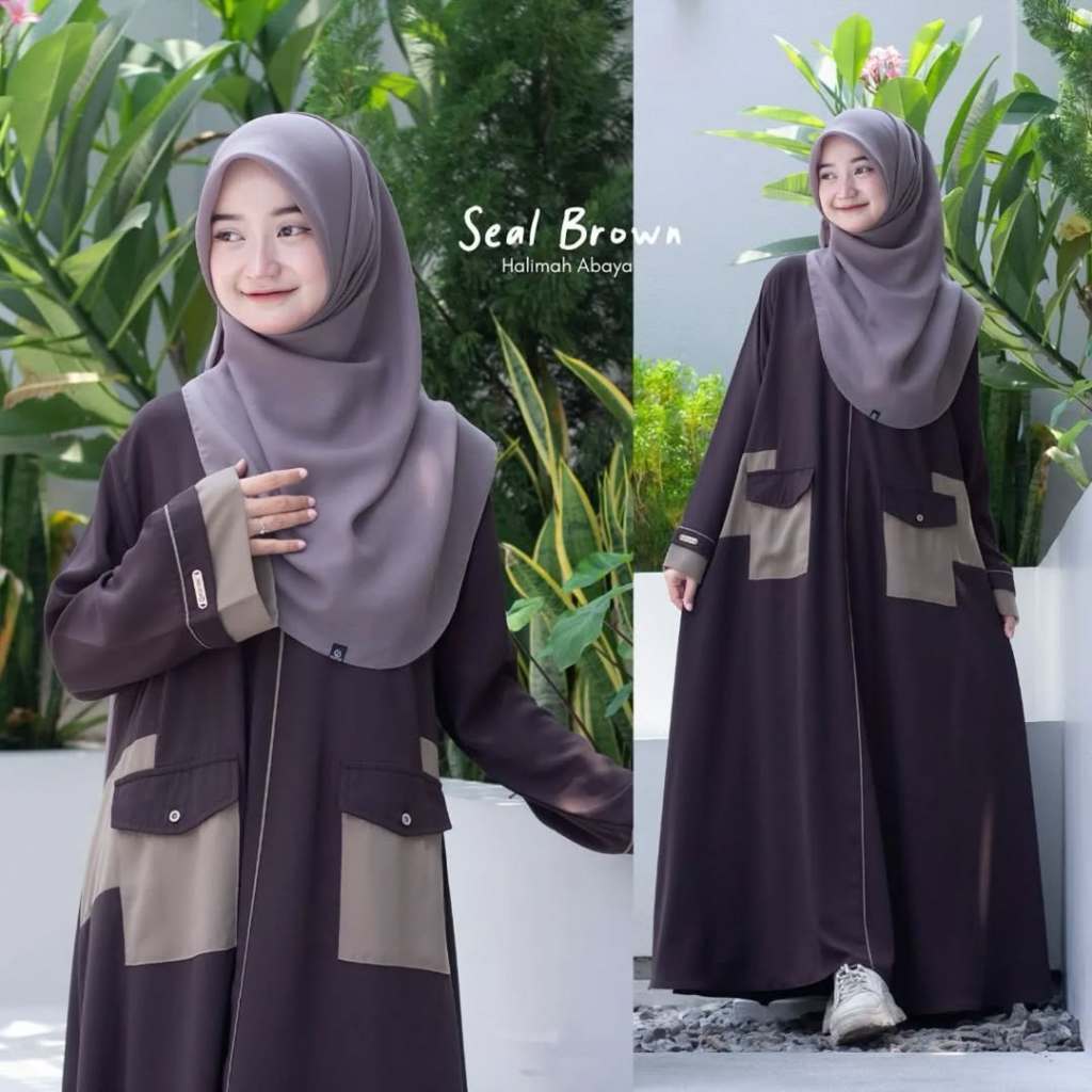 Halimah Abaya Gamis Anak Perempuan Tanggung Usia 12 - 17 Tahun Lebaran 2025 Bahan Crinkle Airflow Sa