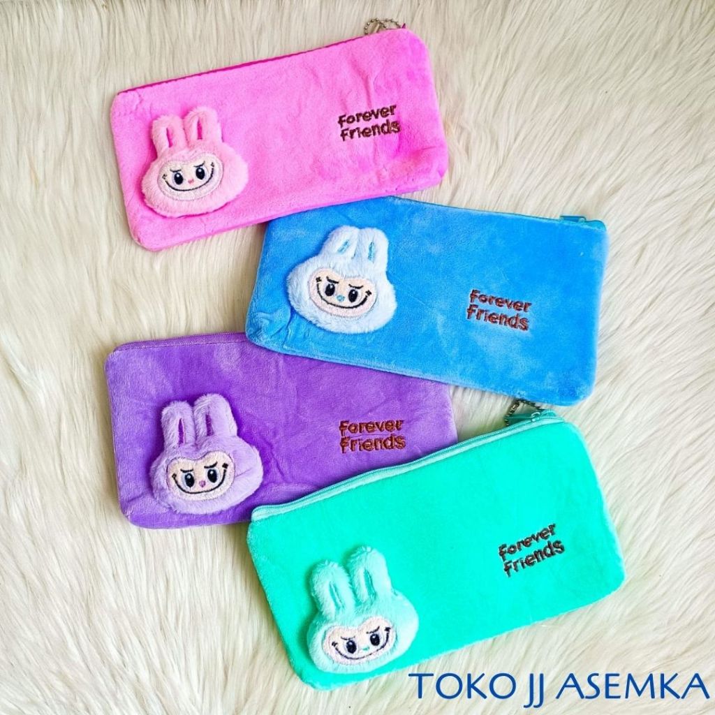 KOTAK PENSIL KAIN LABUBU FOREVER FRIENDS TEPAK PENCIL CASE ATK ANAK SEKOLAH MURAH GROSIR COD