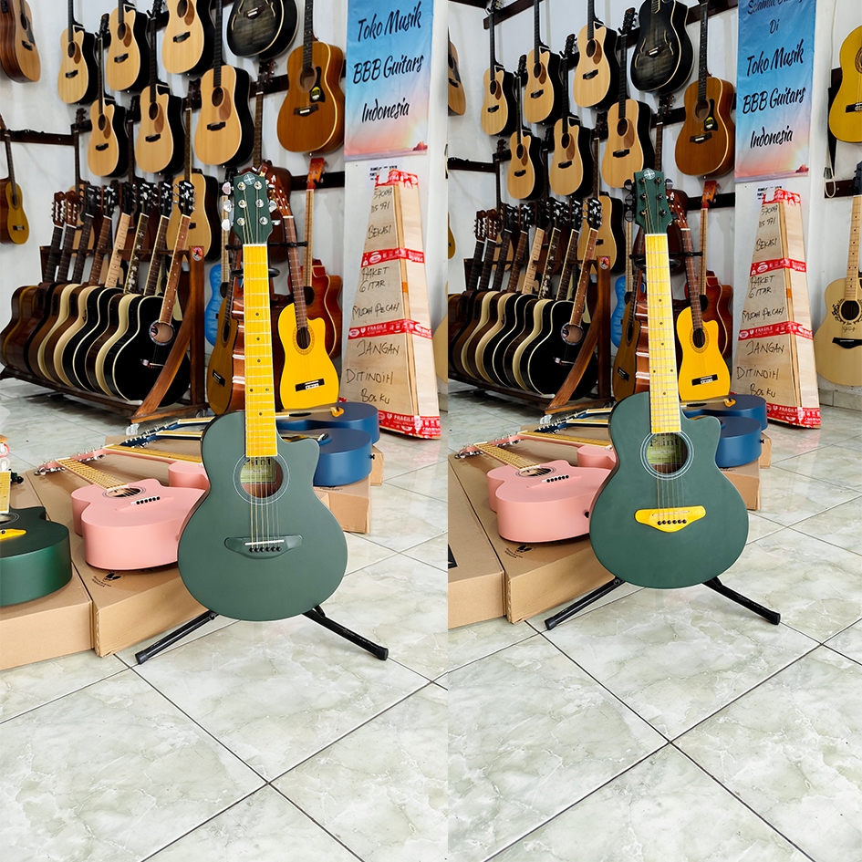 GITAR ORIGINAL Gitar Junior mini 3/4 akustik dan akustik elektrik Original Point PMS-101 Warna Hijau