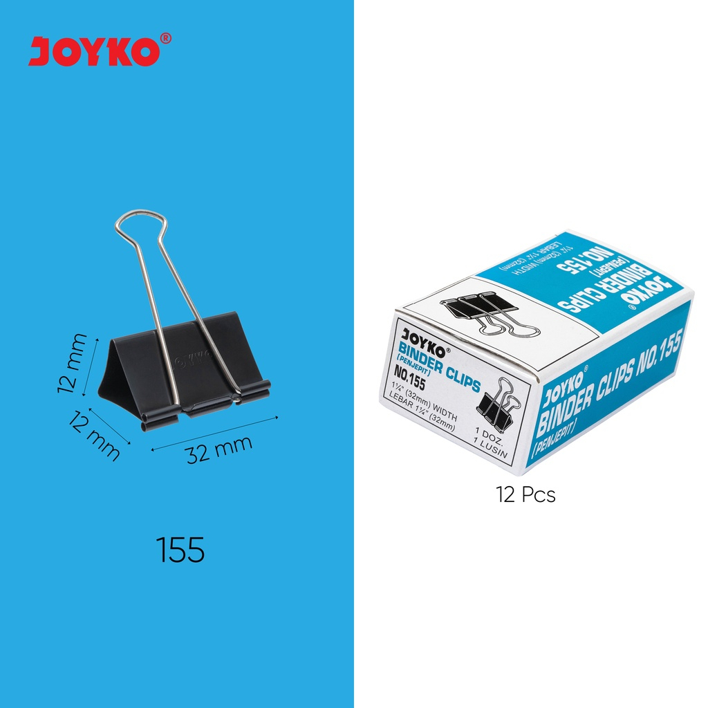 

Binder Clips Joyko NO.155 / Klip Penjepit Kertas Joyko No.155