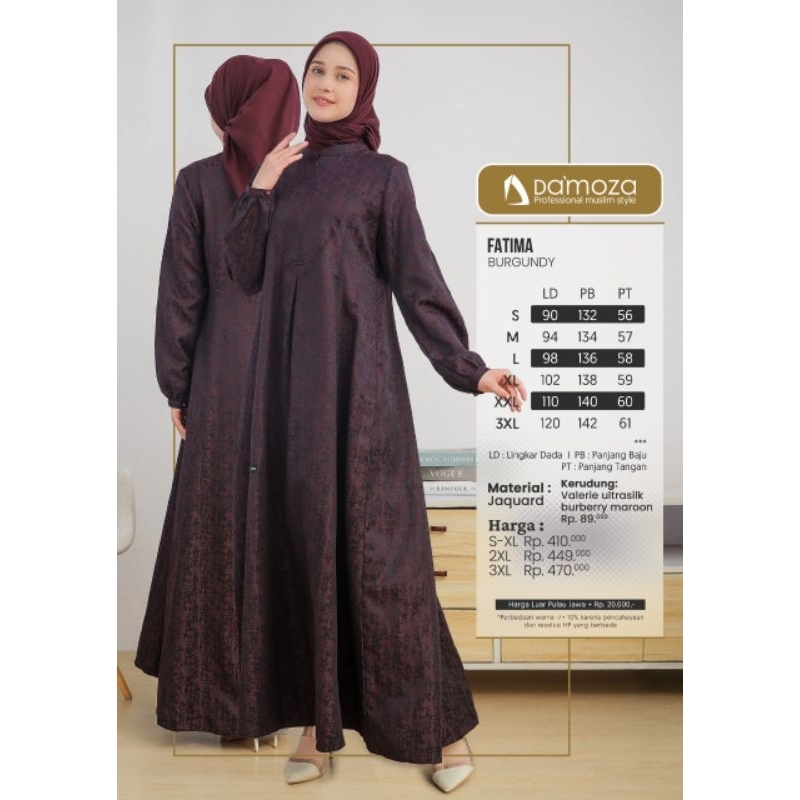 Gamis Damoza Fatima Black Burgundy Brown Terbaru 2025