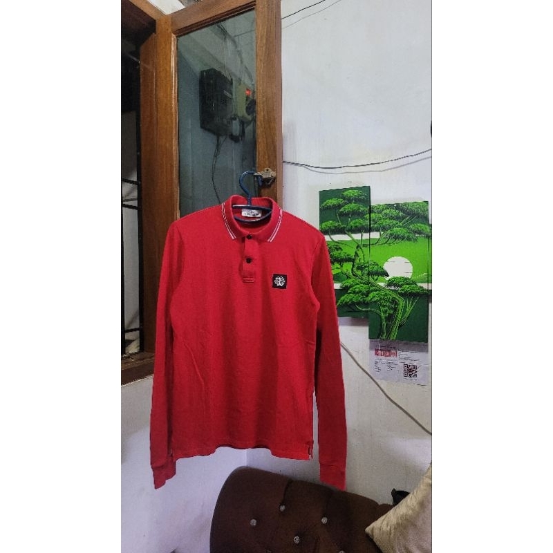 STONE ISLAND JUNIOR Red Polo Shirt with Logo Patch Original 100%