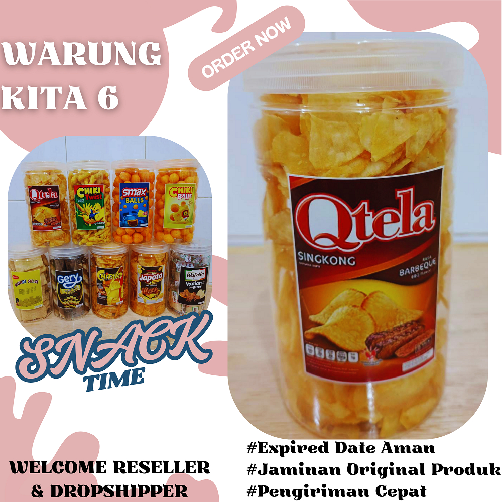 

WARUNGKITA6 - Termurah! Snack Qtela Singkong Barbeque Repacking Toples 1000ml / 600ml