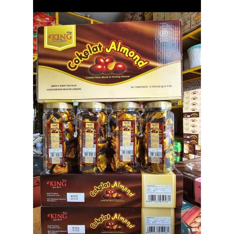 

Coklat Almond D'KING Full Almond isi 4 Toples( Bisa Cod )