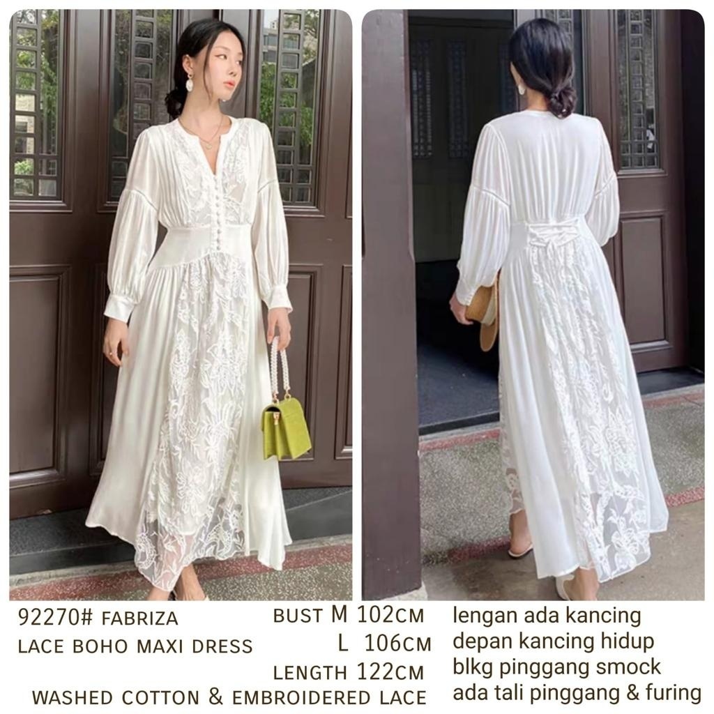 Dress Panjang Putih Wanita Fashion Gaun Wanita Import COD #SBM 92270