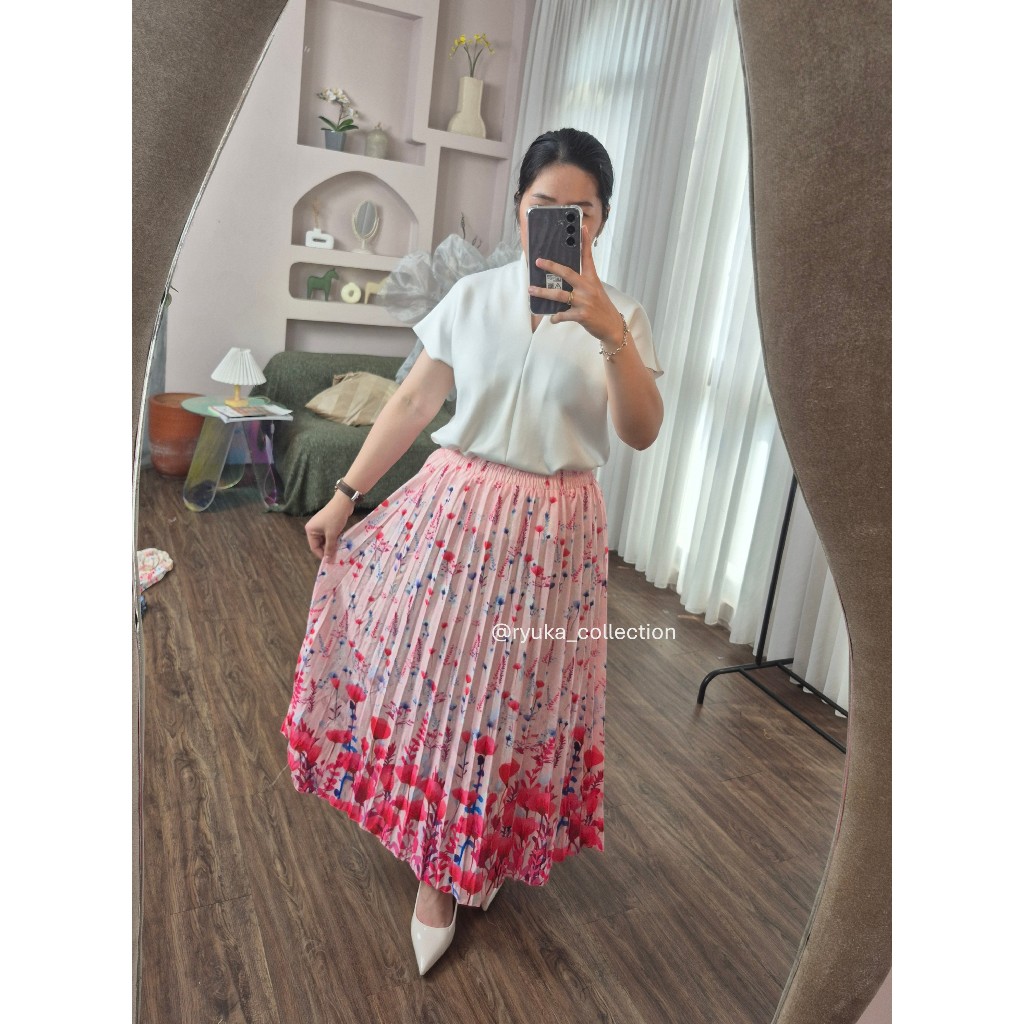 Rok Plisket Motif / Rok Mayung Motif / Rok BUNGA Tulip / ROK PREMIUM Motif