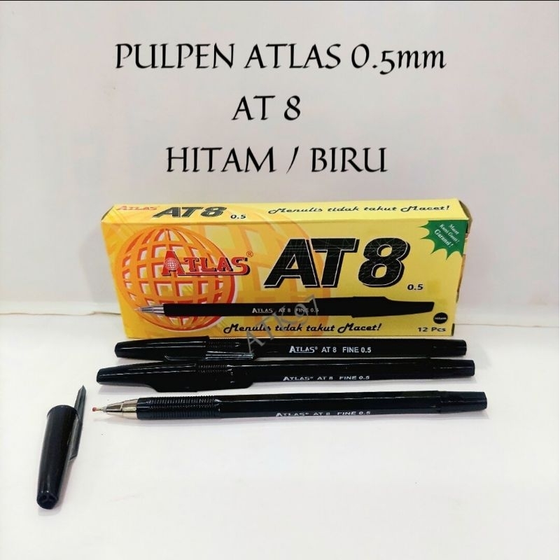 

1 Pak Pulpen Atlas At8 Isi 12 Pcs Tinta Hitam Dan Biru