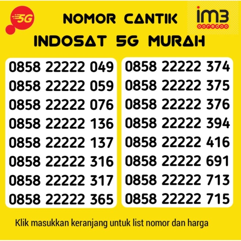Nomor Cantik Indosat im3 Panca 22222 bukan Kwartet 2222