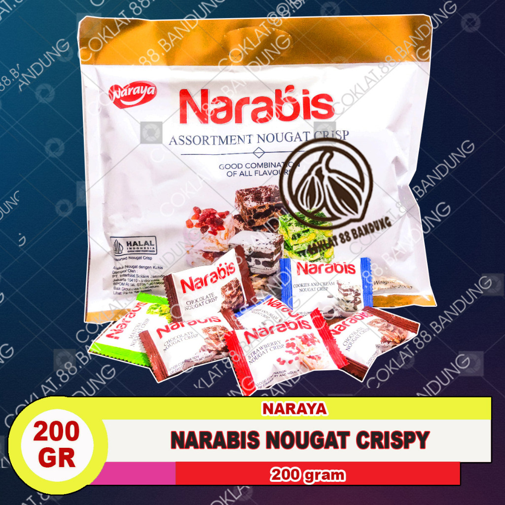 

Naraya Narabis Nougat 200gr, Narabis Nougat Crisp 200 gr Crispy Mix 200 gram