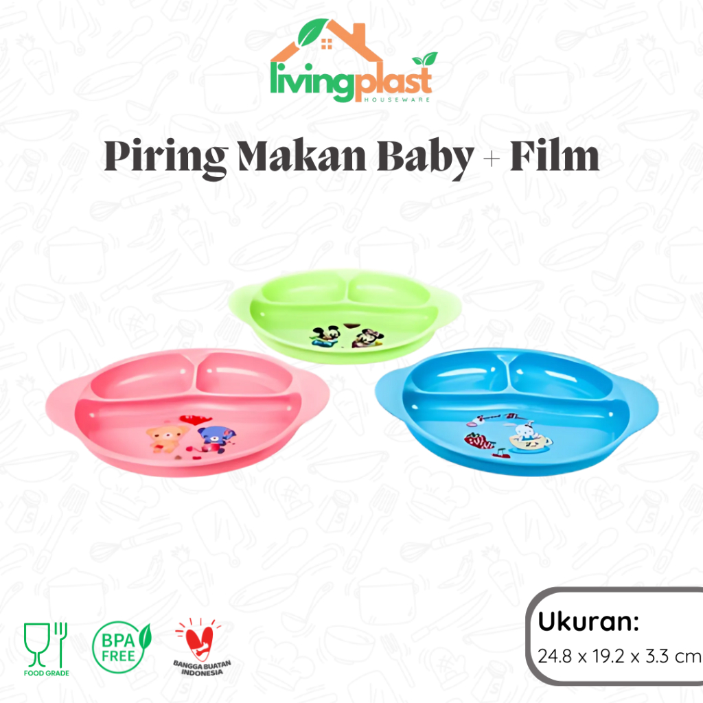 Piring Makan Baby Sekat / Piring Makan Bayi Food Grade / Piring Makan Bayi Plastik dengan Sekat