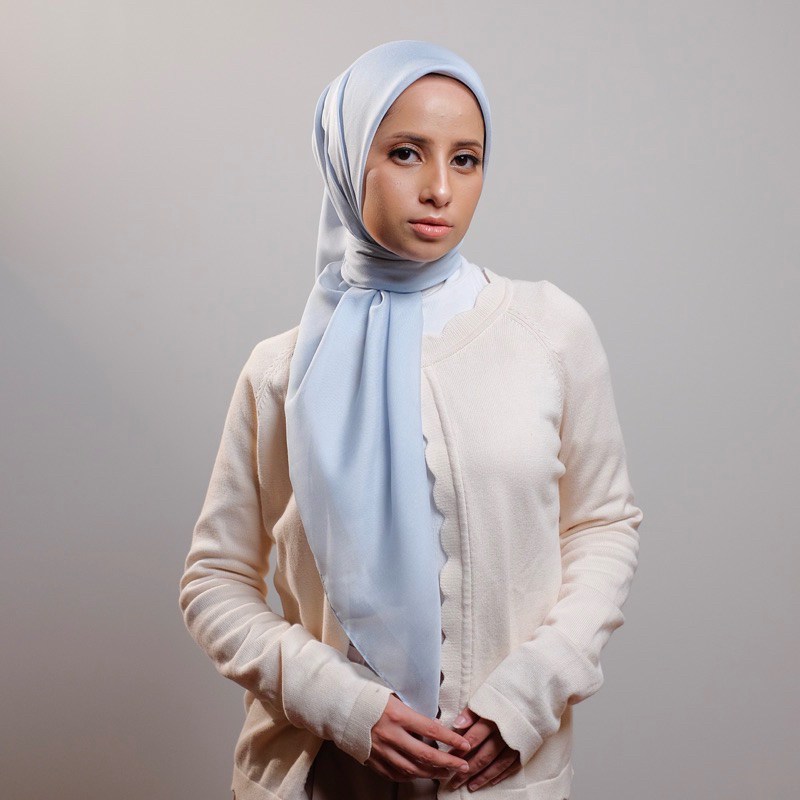 Cloudy Sky Hijab Blue Segi Empat Ultrafine Vienna Paris