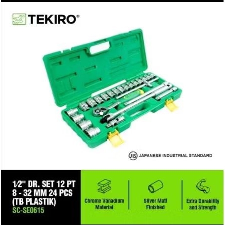 KUNCI SOCK SET TEKIRO  8 - 32 mm  dr 1/2" isi  24 pcs