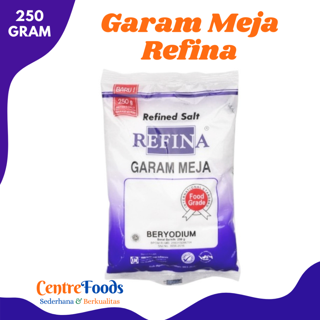 

REFINA GARAM Meja - Garam Halus Beryodium | Size 250gr [ Harga Per BKS ]