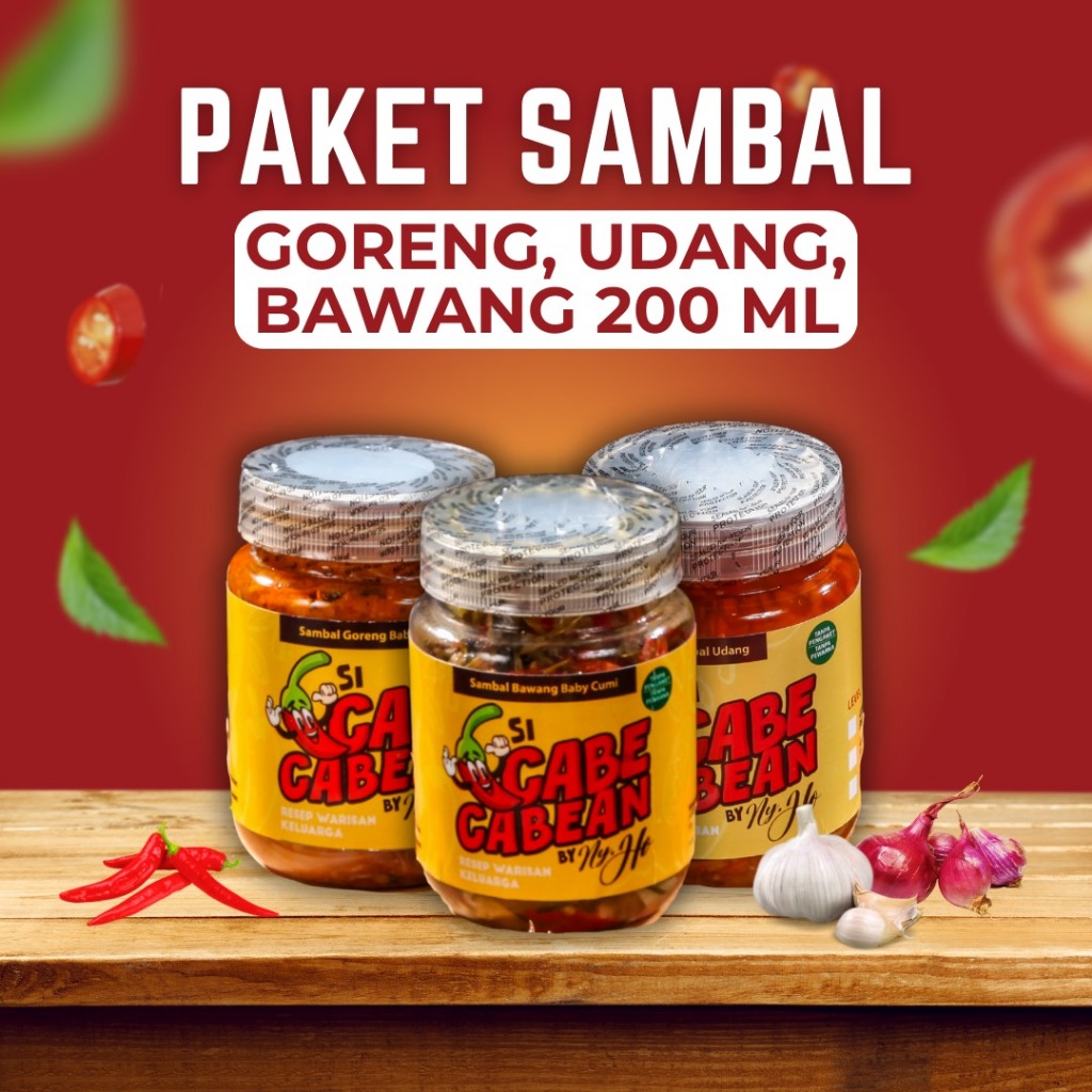 

Si CabeCabean - Paket Hemat Sambal Goreng 200ML | Sambel Isi Udang & Baby Cumi, Lokal Pedas Gurih