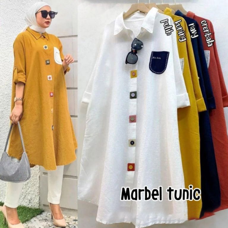 KODE Q79L Vallina Outfit  Marbel Long Tunic Baju Atasan Wanita Muslim Modern Crinkle Premium M  XL