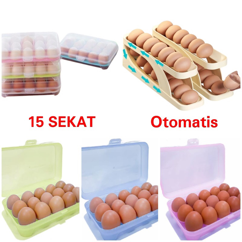 Tempat Telur Isi 15 Sekat Kotak Telor Egg Storage box Penyimpanan Telor Box Telur  rak serbaguna /  