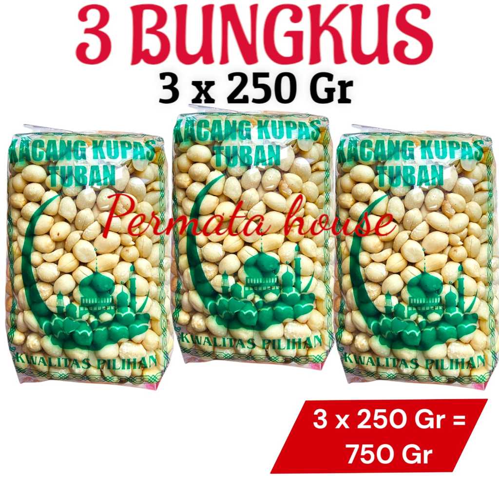 

Paket 3 Bungkus Kacang Kupas Tuban Kemasan 250 Gram Total Berat 750 Gram