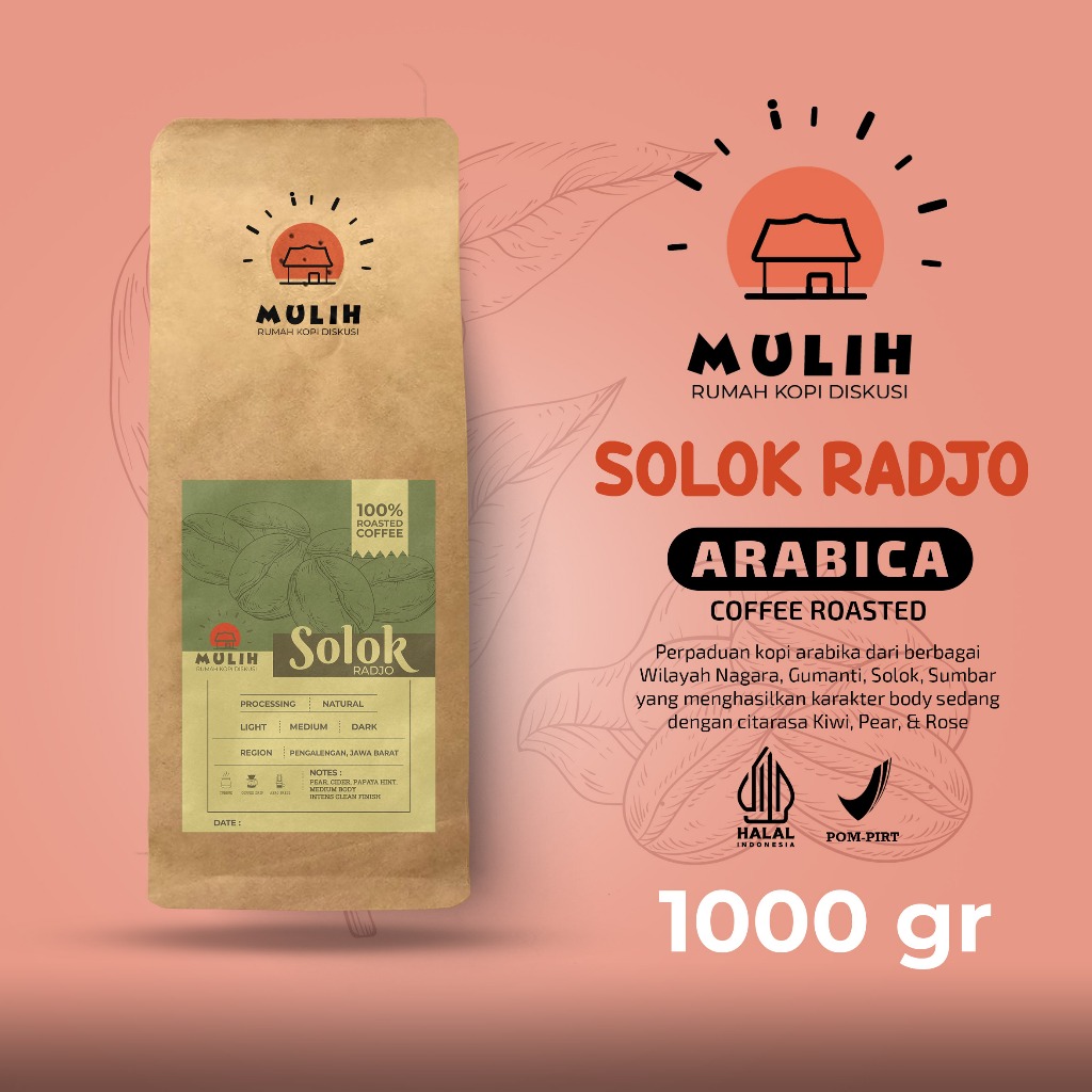 

Biji Kopi Bubuk Arabika Solok Radjo Arabica Coffee Roast Bean 1Kg by Mulih Kopi