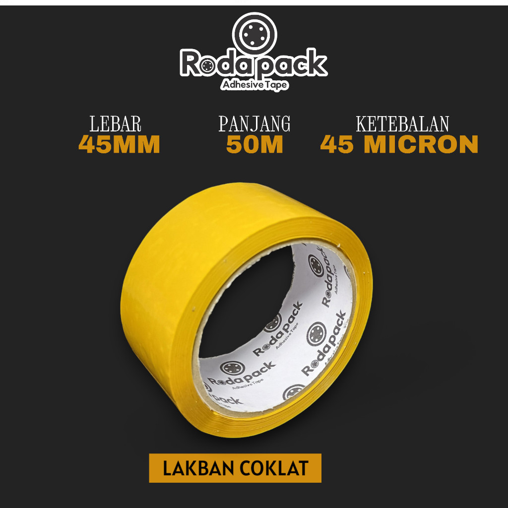 

Lakban Bening Coklat 45mm x 50 Meter 45Micron Merek RodaPack