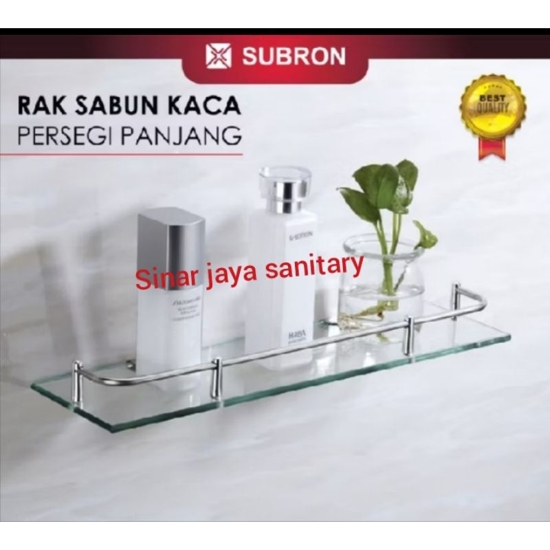 Rak sabun datar kaca / Rak kamar mandi / Tatakan sabun