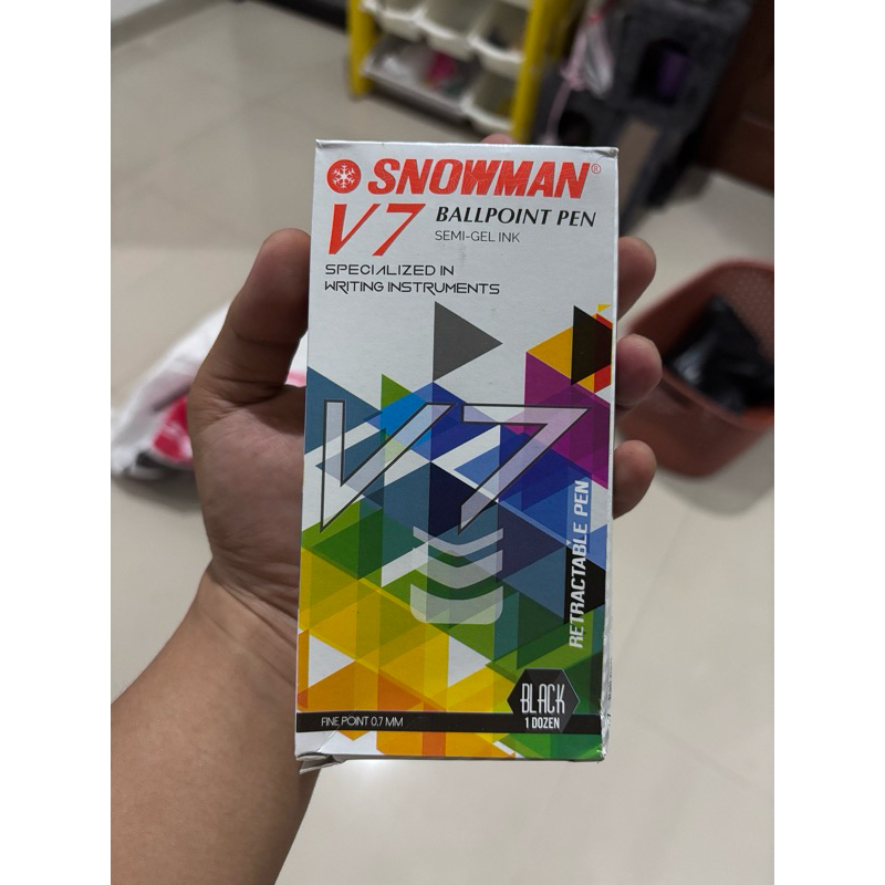 pulpen snowman hitam v7 1 pack