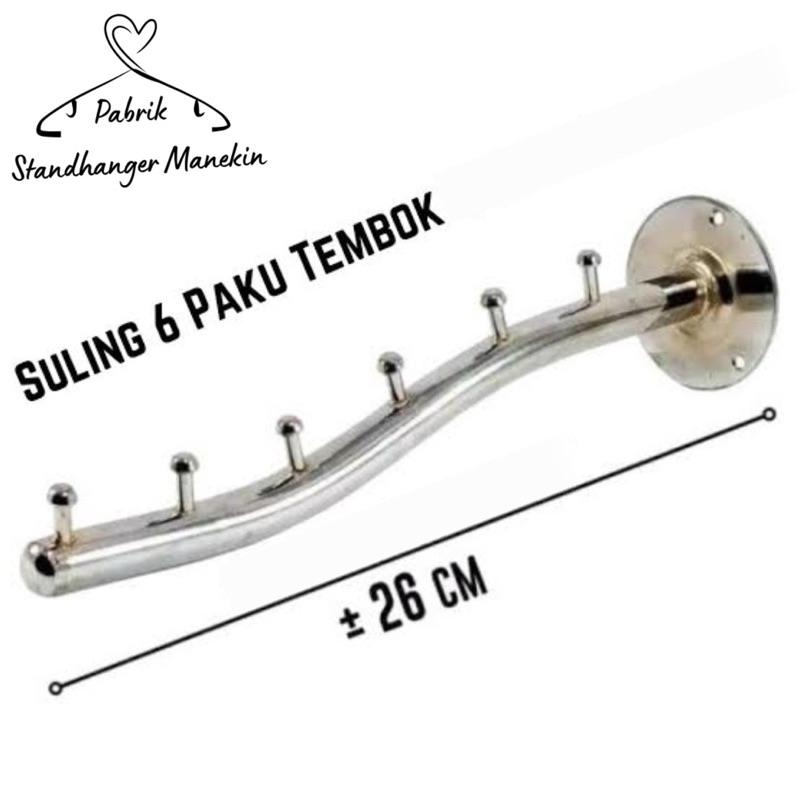 Hanger Suling Tembok 6 Titik // Gantungan Suling Baju Dinding Belalai  // Display Suling Tekuk Baju 