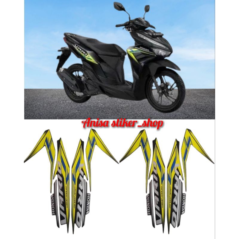 Striping stiker polet lis body honda vario 125 new 2024 hitam kuning full body berkualitas