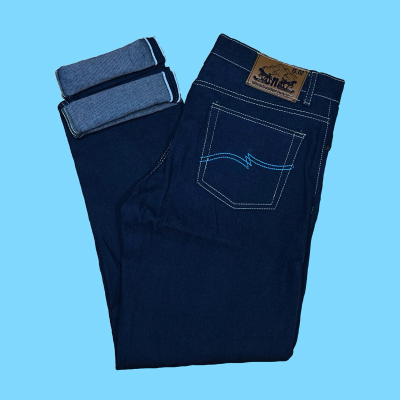 CELANA DENIM SELVEDGE ACCENT BLACK INDIGO 15.OZ - Celana Denim selvedge - Raw Denim selvedge