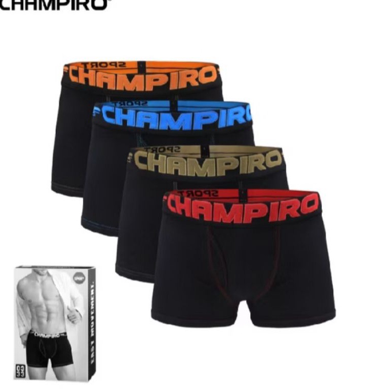 KODE T86H 3 pcs Celana Dalam Pria Champiro boxer lubang depan CHAMPIRO BLACKBOXER 333 C ORIGINAL TER