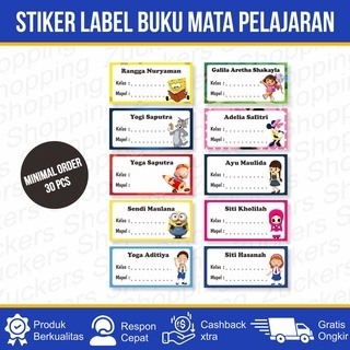 

Sticker Nama Buku Custom / Sticker Label Buku Sekolah Anak [ Min 30 Pcs ]