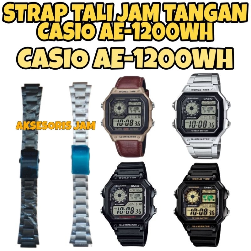 Strap stainless pengganti utk jam tangan Casio AE-1200 AE 1200 AE1200WHB AE 1200 W AE1200, pas dan b