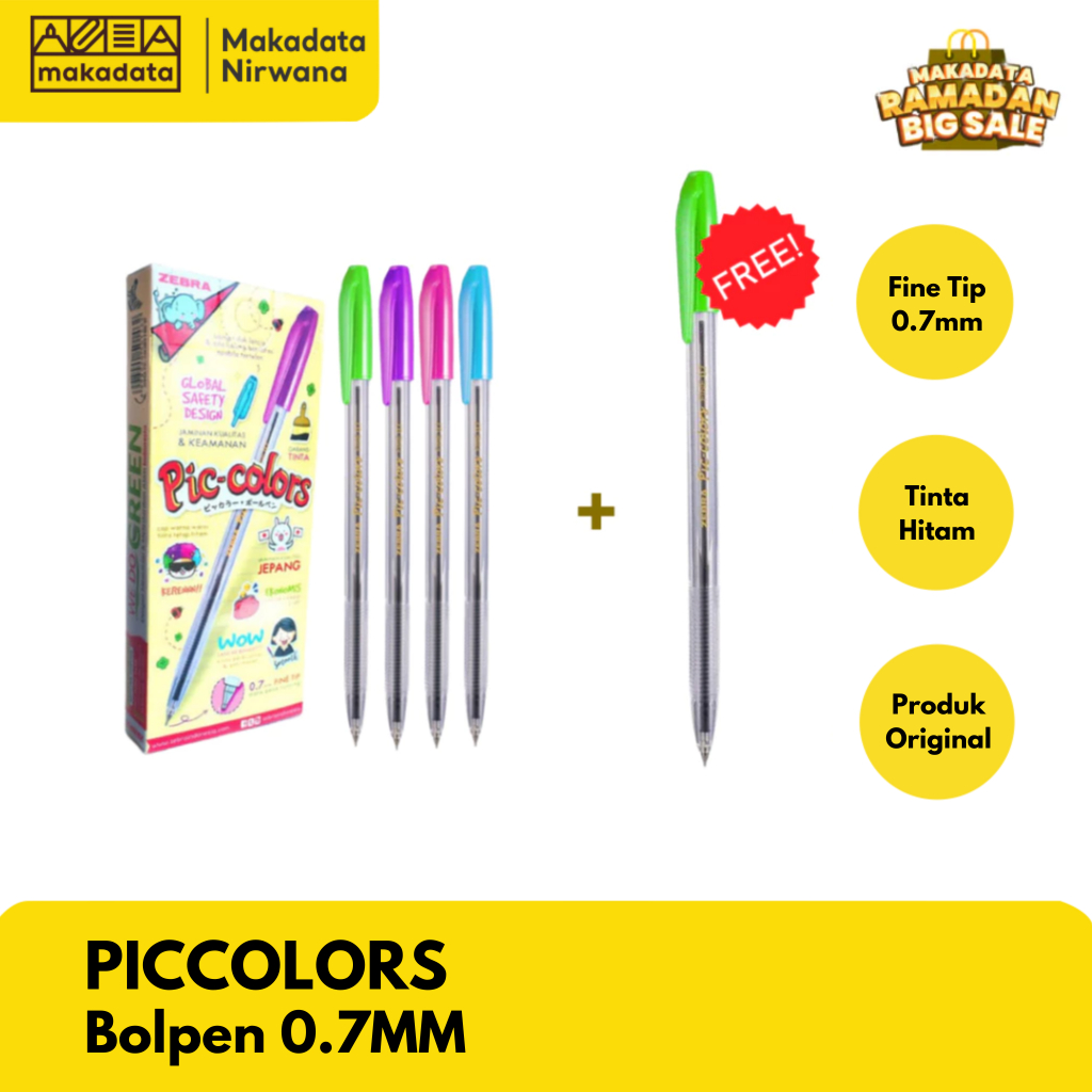

PICCOLORS BOLPEN/PULPEN/BOLPOINT 0.7 (4 PCS FREE 1)