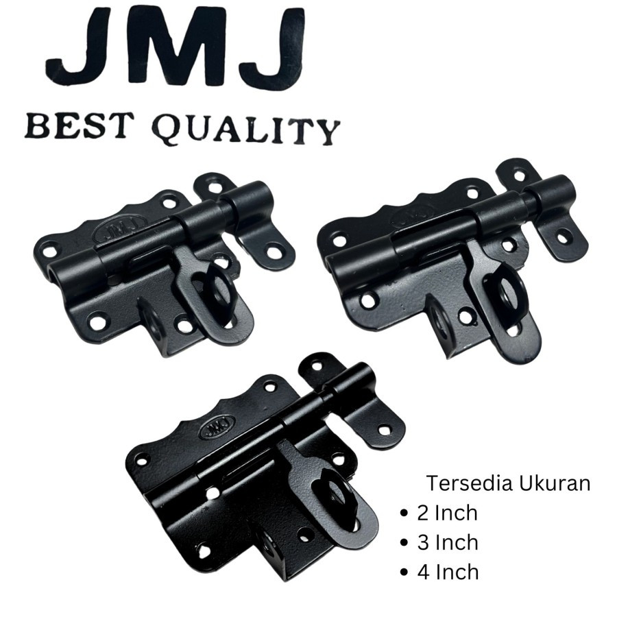 Grendel Gudang 2inch 3inch 4inch Hitam / Slot Kunci Pintu Door Lock Bolt grendel overpal kunci pagar