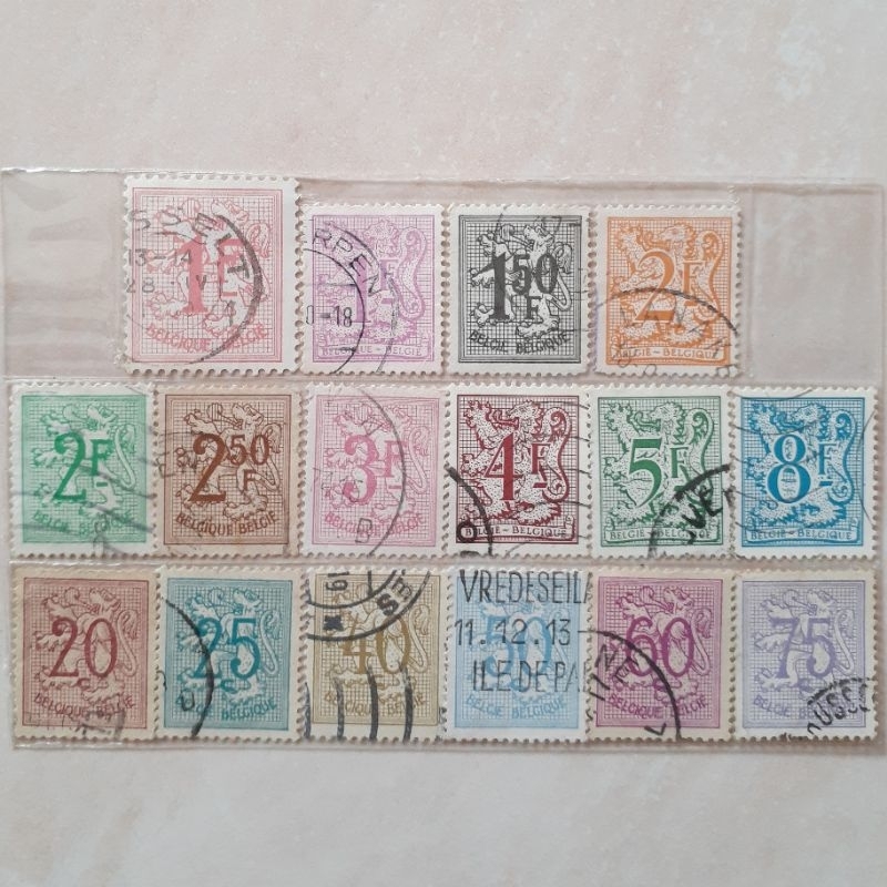 

Perangko Belgia Number on Heraldic Lion Tahun 1951 set 16pcs - Perangko Luar Negeri