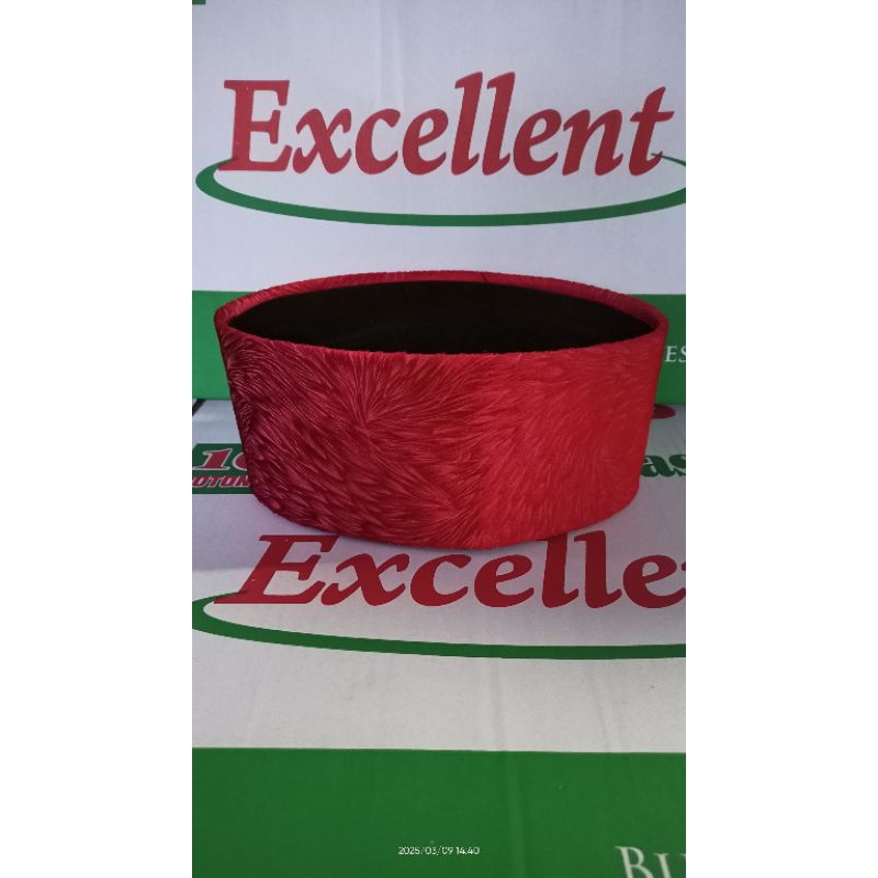 KOPIAH songkok Peci motif bulu merah Bella utk dewasa dan anak tinggi 9cm ukuran 1-10