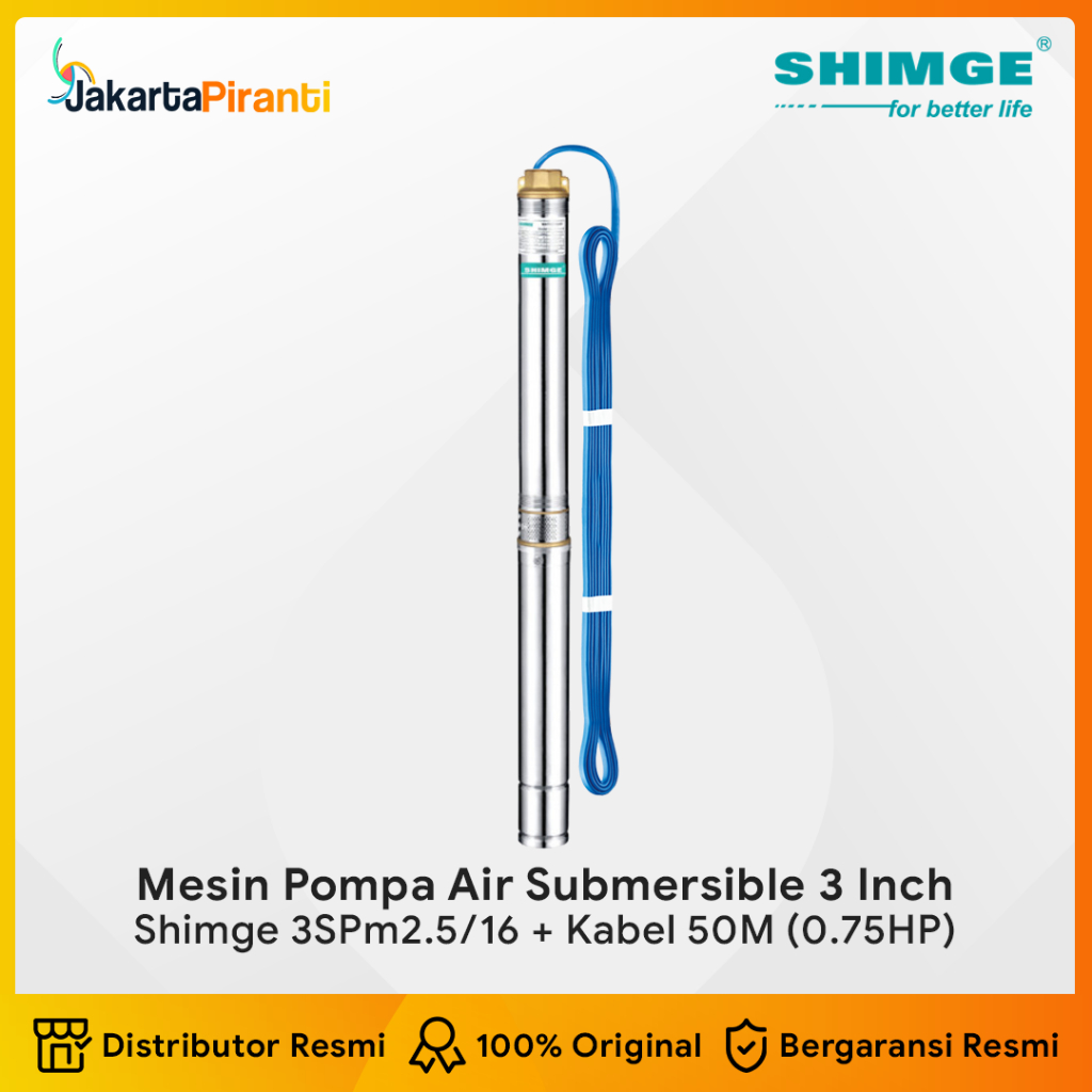 Mesin Pompa Air Celup Submersible Satelit Sibel 3 Inch Shimge 3SPm2.5/16 - 0.75 HP + Kabel 50 Meter