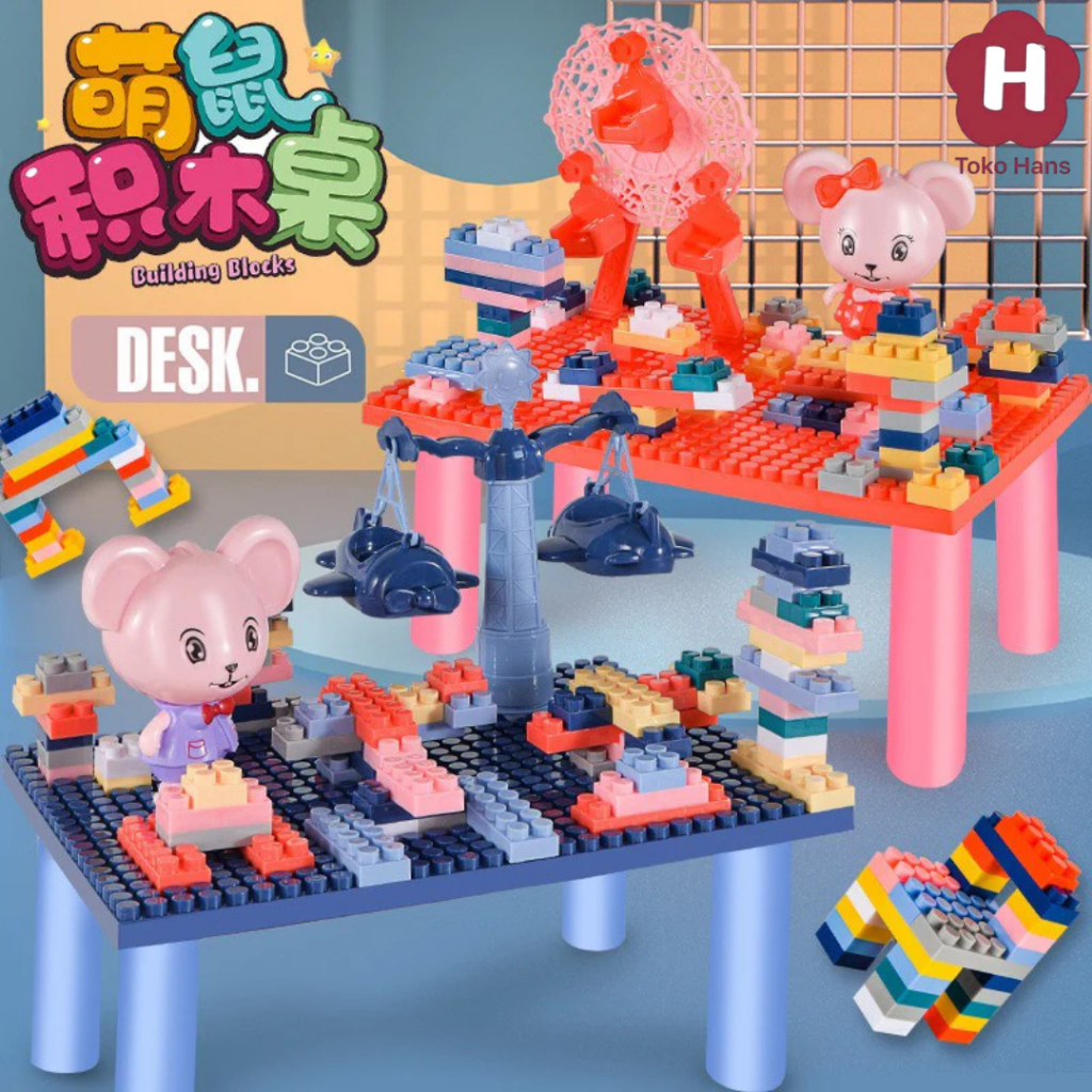 HTH Mainan Edukasi Anak DIY Kreatif Meja Building Block Bongkar Pasang Bianglala/Construct/Playgroun