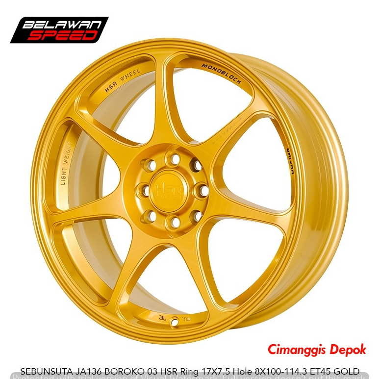 Velg Mobil Ring 17 Gold HSR SEBUNSUTA R17 Untuk Freed Xenia Brio Agya Ayla Calya- Toko Velg Cibinong