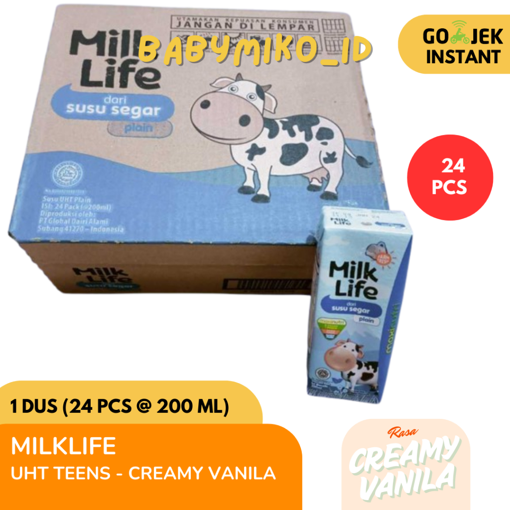 

[Harga Agen] Susu Milk Life VANILA Susu Segar UHT Teens, 1 Dus isi 24 pcs @200 ml