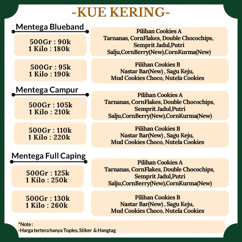 

Aneka Kue Kering Idul Fitri Premium / Kue Kering Lebaran 2025 /Aneka Hampers Kue Kering Idul Fitri