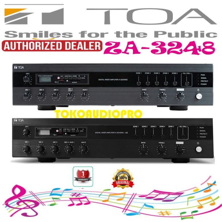 AmplI Toa ZA-3224DMZ-AS 1 ZA-3224DMZ Digital Mixer Amplifier with MP3 and Zone Toa ZA3224DMS ZA3248D