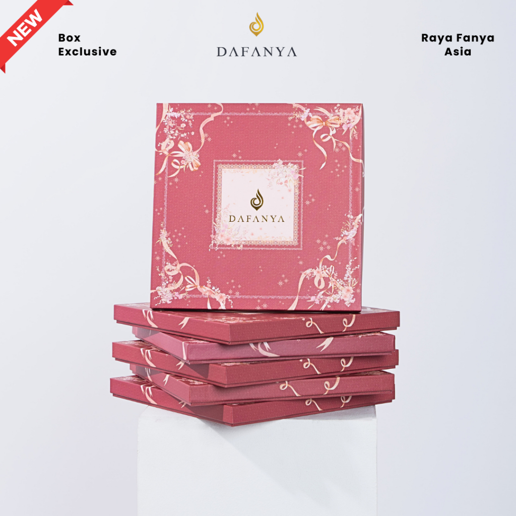 [BOX ONLY] 𝐃𝐀𝐅𝐀𝐍𝐘𝐀 - Exclusive Hard Box Kotak Jilbab Hampers Kado Premium Merah Burgundy