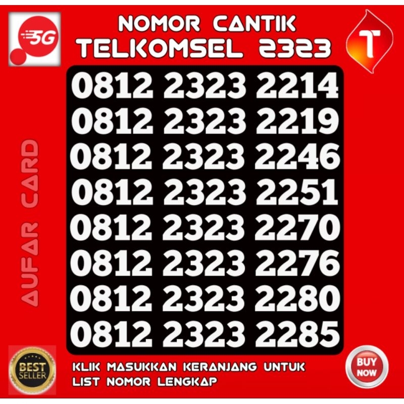 Nomor Cantik Telkomsel Simpati ABAB 2323 Awalan 0812 Super Rapi Murah