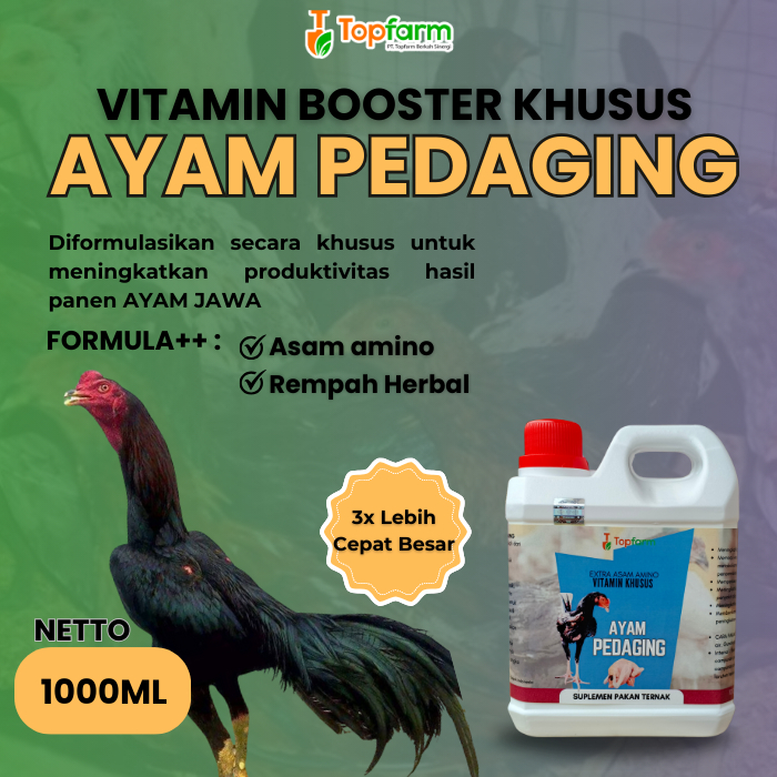 Vitamin Ternak Ayam Pedaging 1LITER/ Vitamin Booster Ayam Pedaging/ Vitamin Ayam Cepat Besar/ Pengge