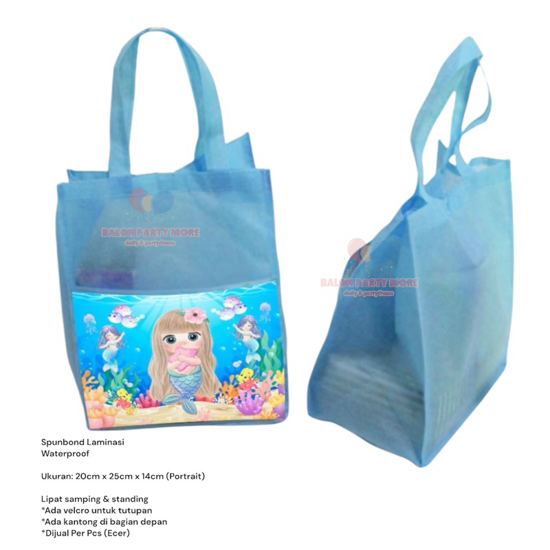 

(ECERAN MERMAID) TAS HAMPERS SOUVENIR SUPER HERO BAHAN SPUNBOND MURAH LAMINASI UKURAN 20cm x 25cm x 14cm / TAS SERBAGUNA ANTI AIR MURAH / Kuromi Sanrio Cinnamoroll