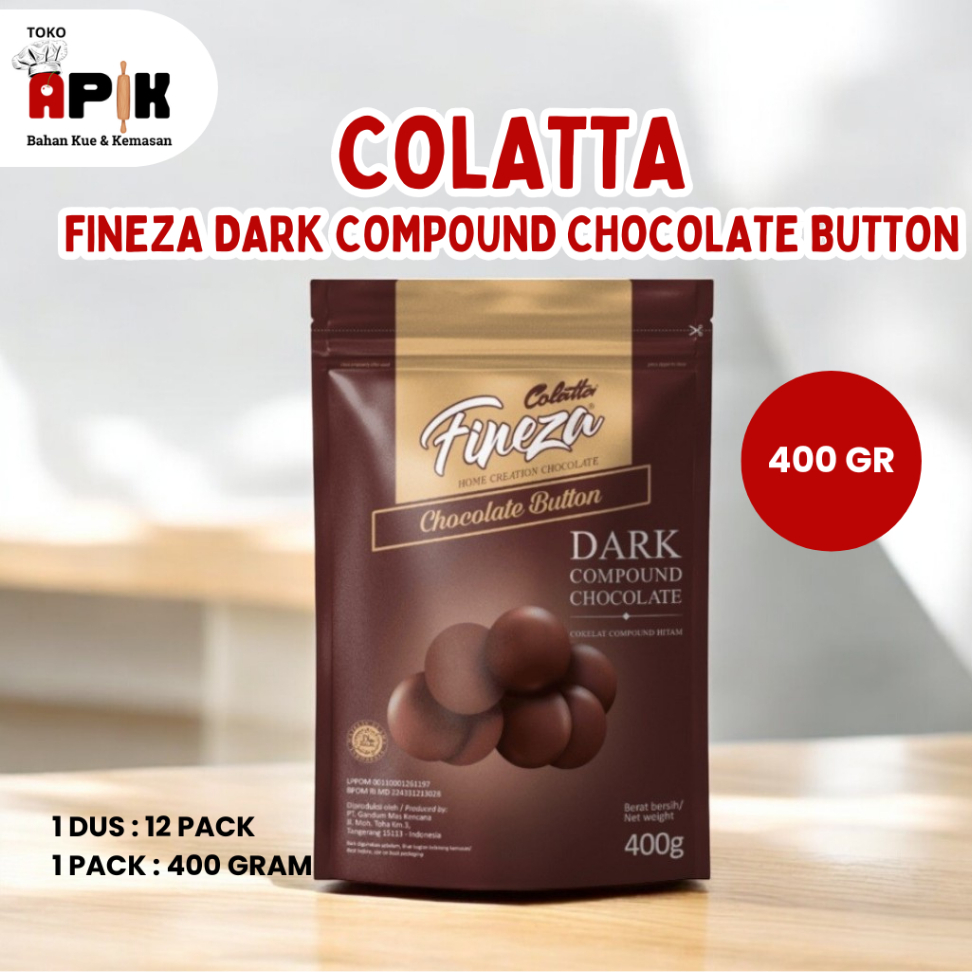 

Cokelat Fineza Dark Compound Chocolate Button 400 gram