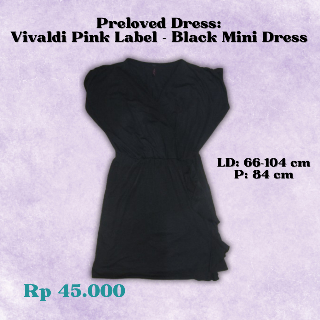 Preloved Dress: Vivaldi Pink Label - Black Mini Dress